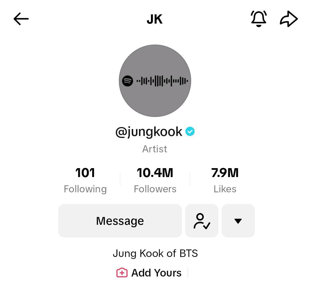 230830 Jungkook has updated his TikTok profile picture