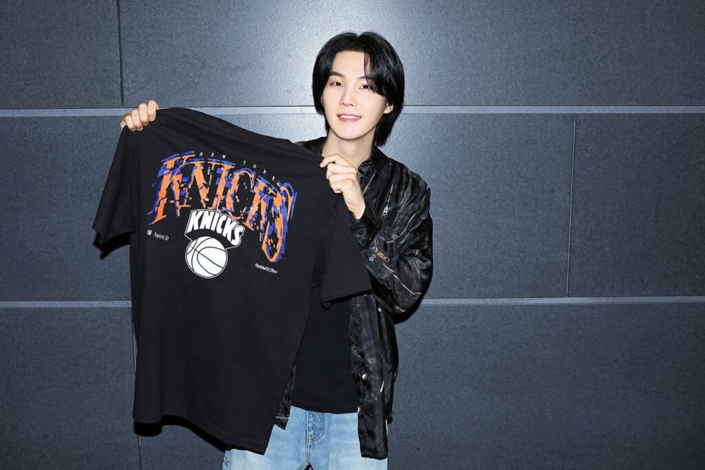 230825 Oricon Music: Merch preview images of SUGA x NBA capsule collection by Mitchell & Ness