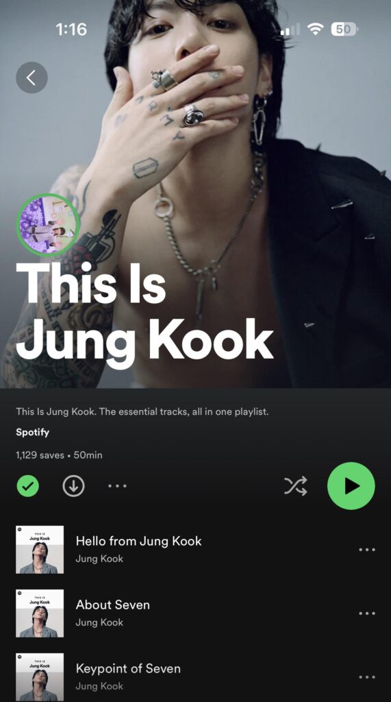 “This Is Jung Kook” playlist is now available on Spotify! - 140723