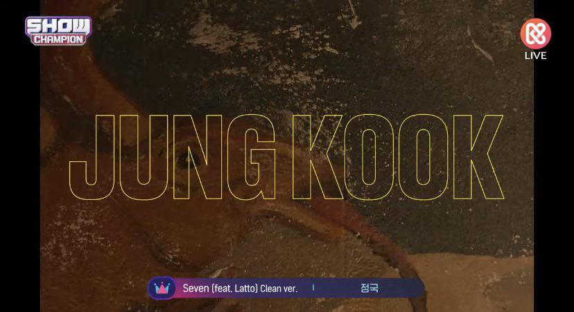 Jungkook has taken his 8th win for “Seven (feat. Latto)” on this week’s Show Champion - 090823