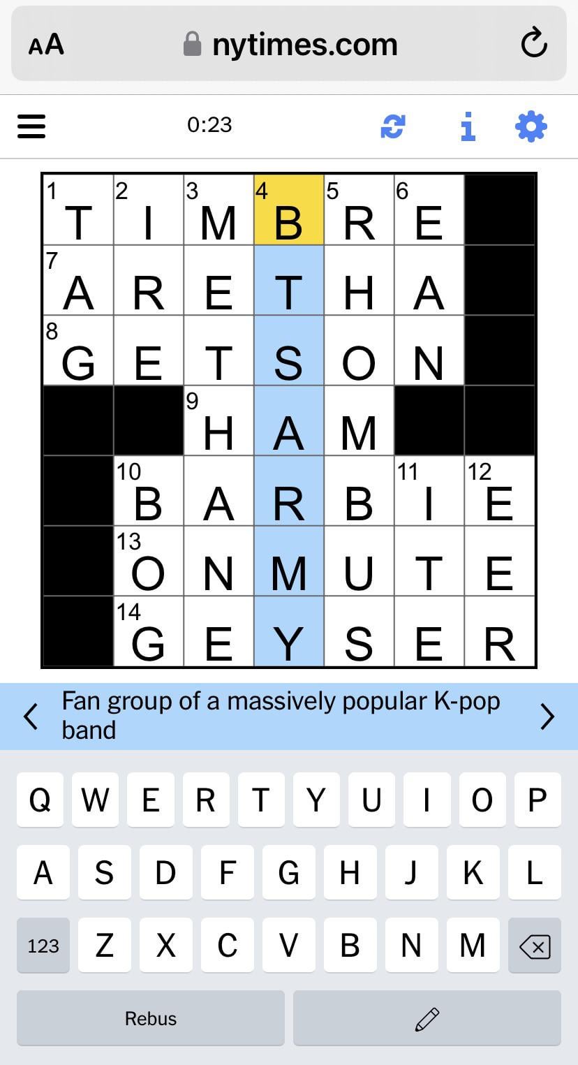 The answer to a clue from the August 12th New York Times Mini Crossword!