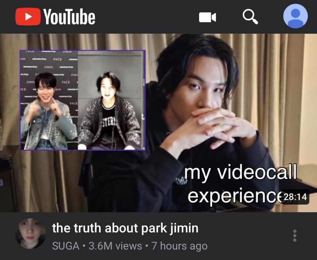 Yoongi's videocall experience