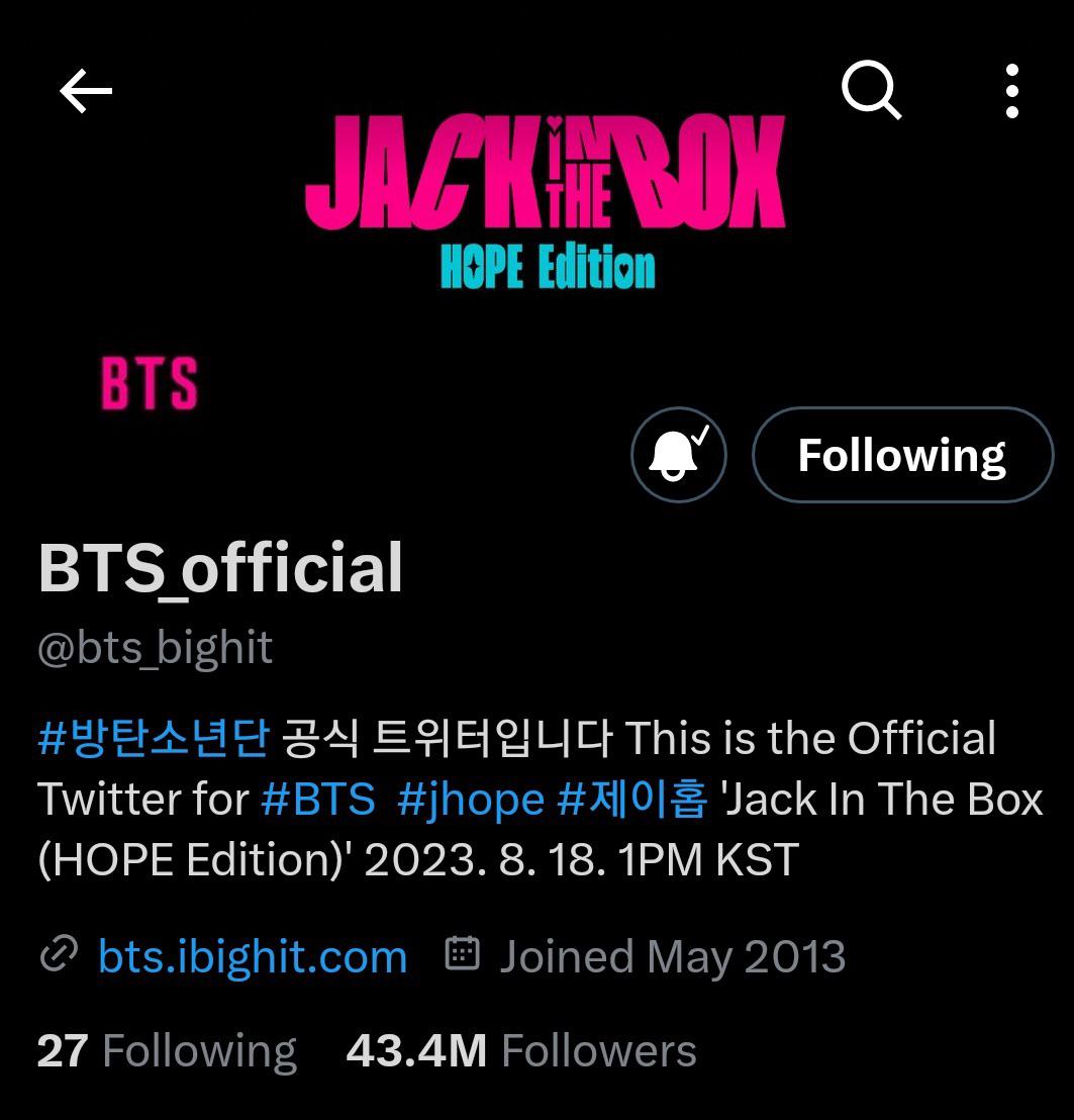 230717 BTS have changed their layout on their social medias and related sites for “Jack In The Box (HOPE Edition)
