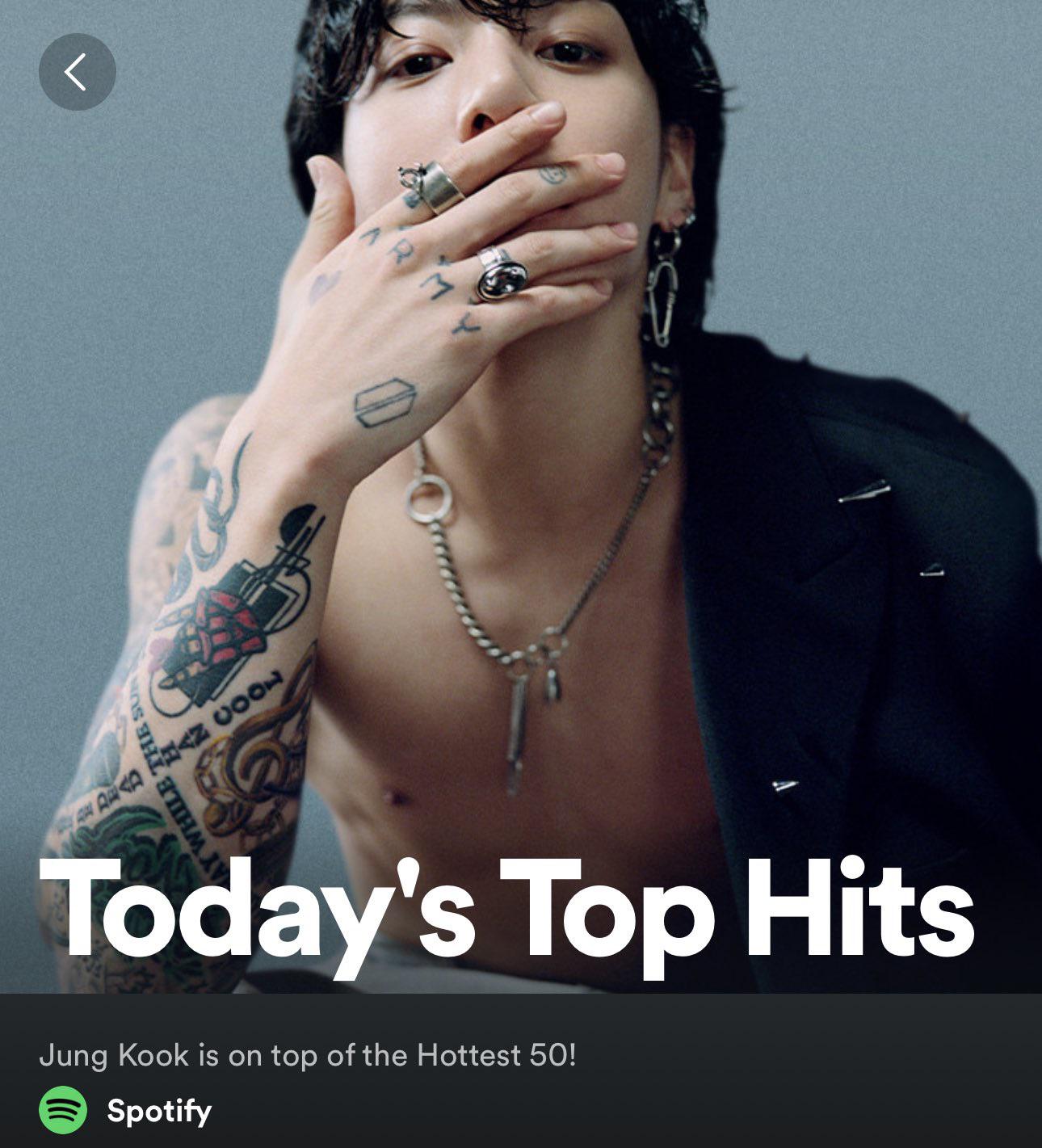 230915 Jungkook takes the cover and #1 on Spotify’s “Today’s Top Hits” playlist with Seven!