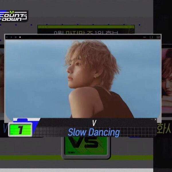 Taehyung has taken his 6th win for “Slow Dancing” on this week’s M Countdown, warning him his 1st Triple Crown - 280923