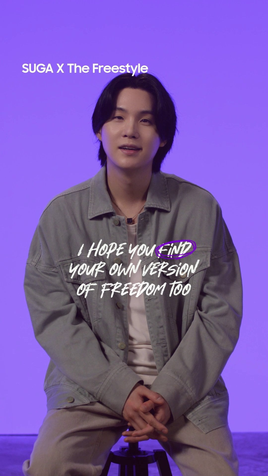 231028 Samsung TV: Thank you for sharing your #FreeMoments with us! SUGA has a special goodbye message to all the fans out there before his return in 2025.