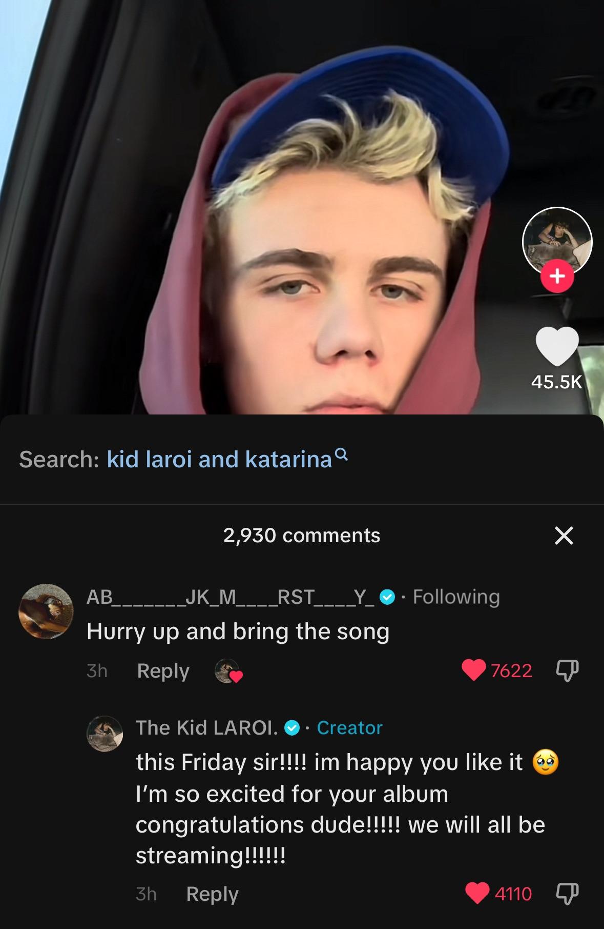 231031 Jungkook’s comments on The Kid Laroi’s TikTok video