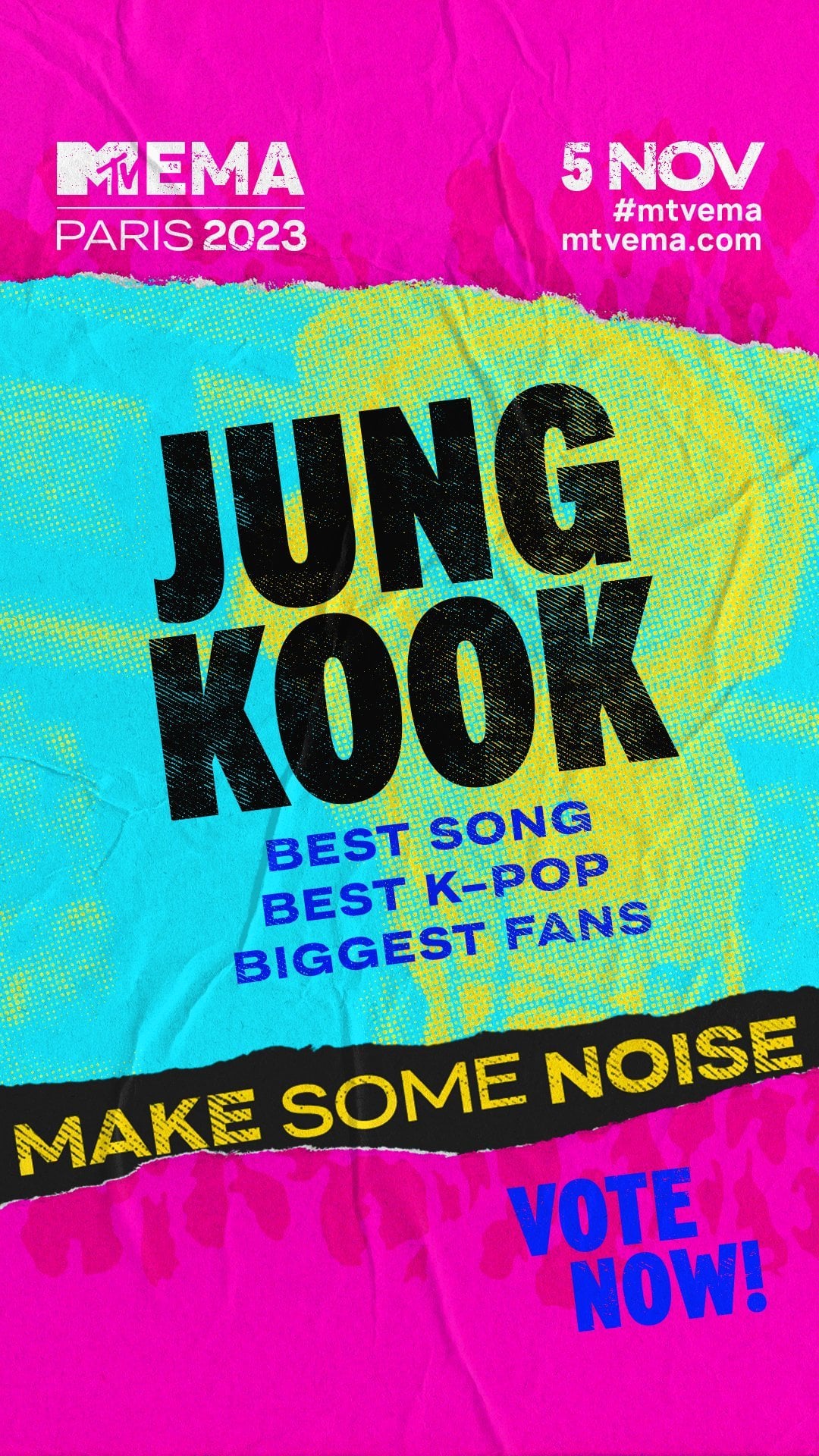 231005 BTS Official: So excited to be nominated for Best Song for "Seven (feat. Latto)", Best K-pop and Biggest Fans at this year's MTV EMAs! Thank you, ARMY 💜💜💜