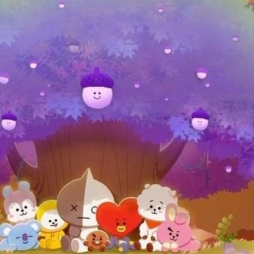 231025 BT21 on Instagram: Witness the magical sprouting of the Purple Acorns 🌳 As hopes turn into reality ✨