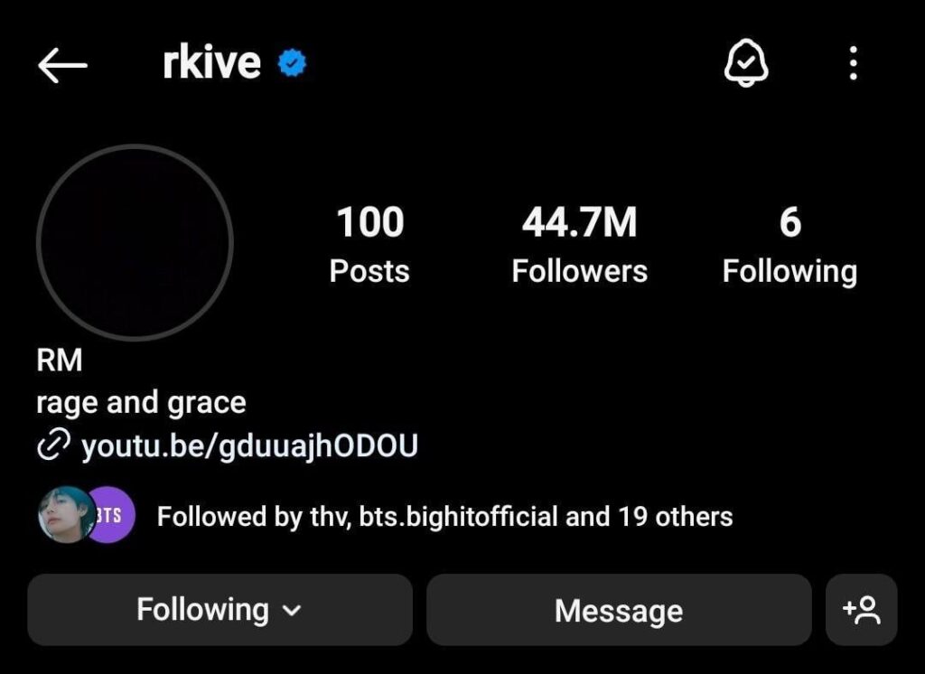 231029 RM has changed his Instagram profile photo