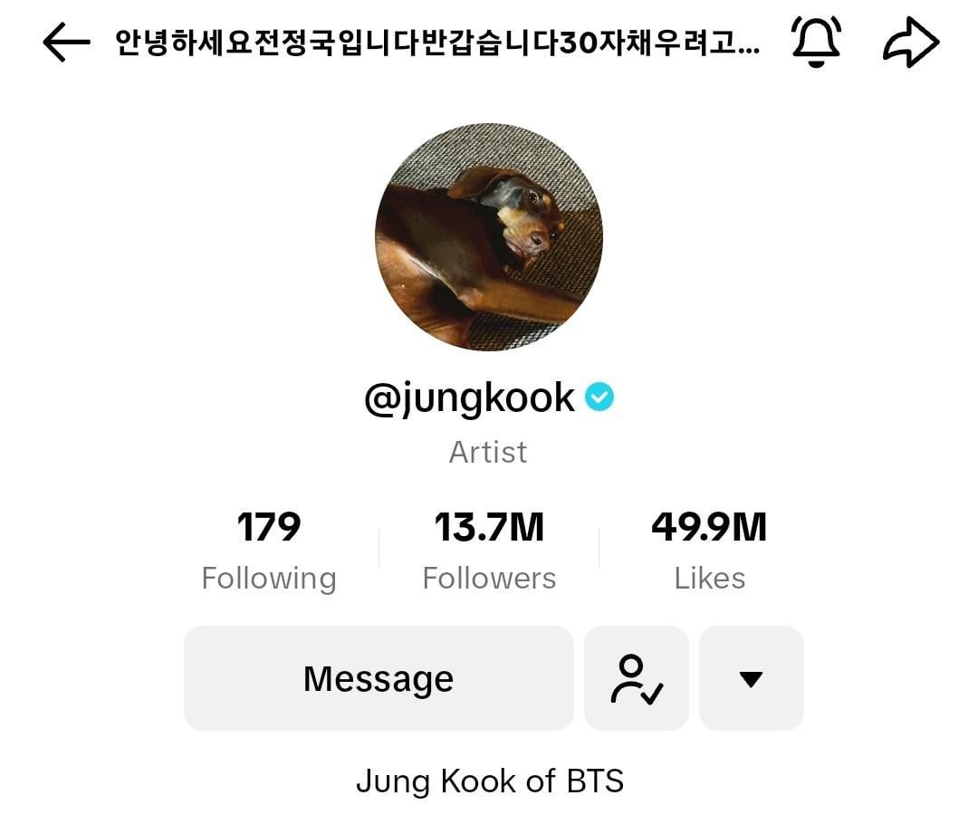Jungkook changed his profile picture and display name on TikTok - 081023