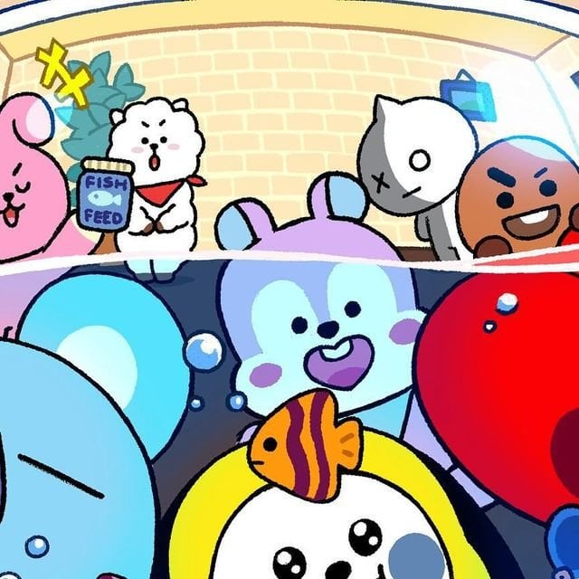 231030 BT21 on Instagram: Come look! This is s0o0o c0o0ol🐠🫧