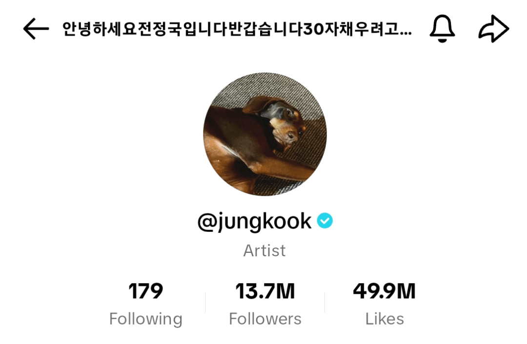 231007 Jung Kook changed his TikTok profile photo and description