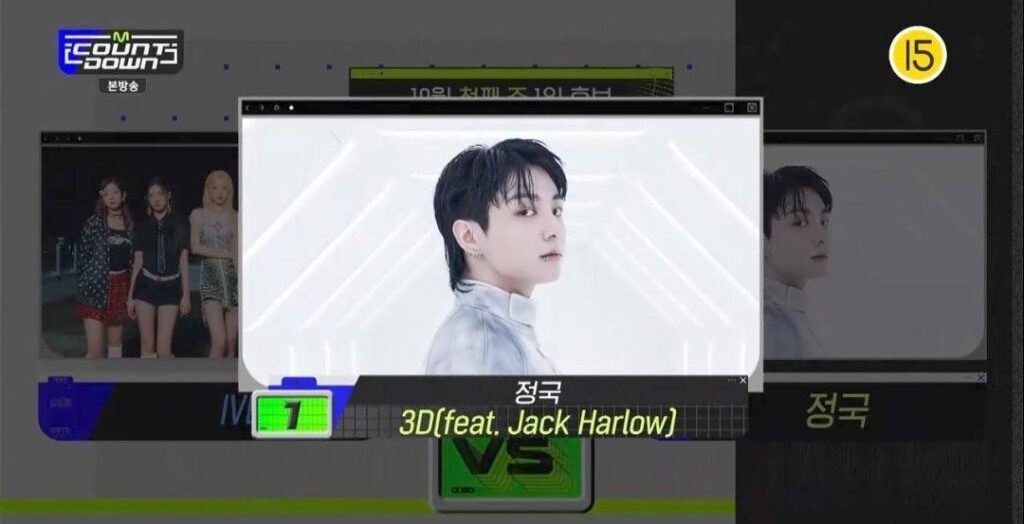 Jungkook took his 1st win for “3D (feat. Jack Harlow)” on this week’s M Countdown - 051023