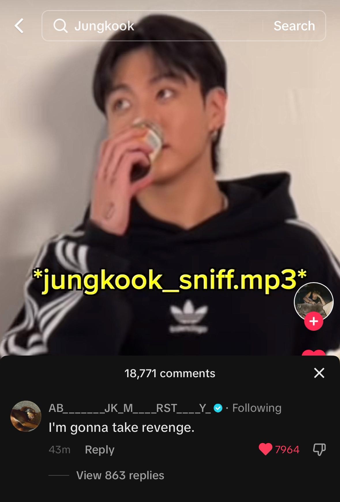 Jungkook’s comment on The Kid Laroi’s TikTok video - 241023