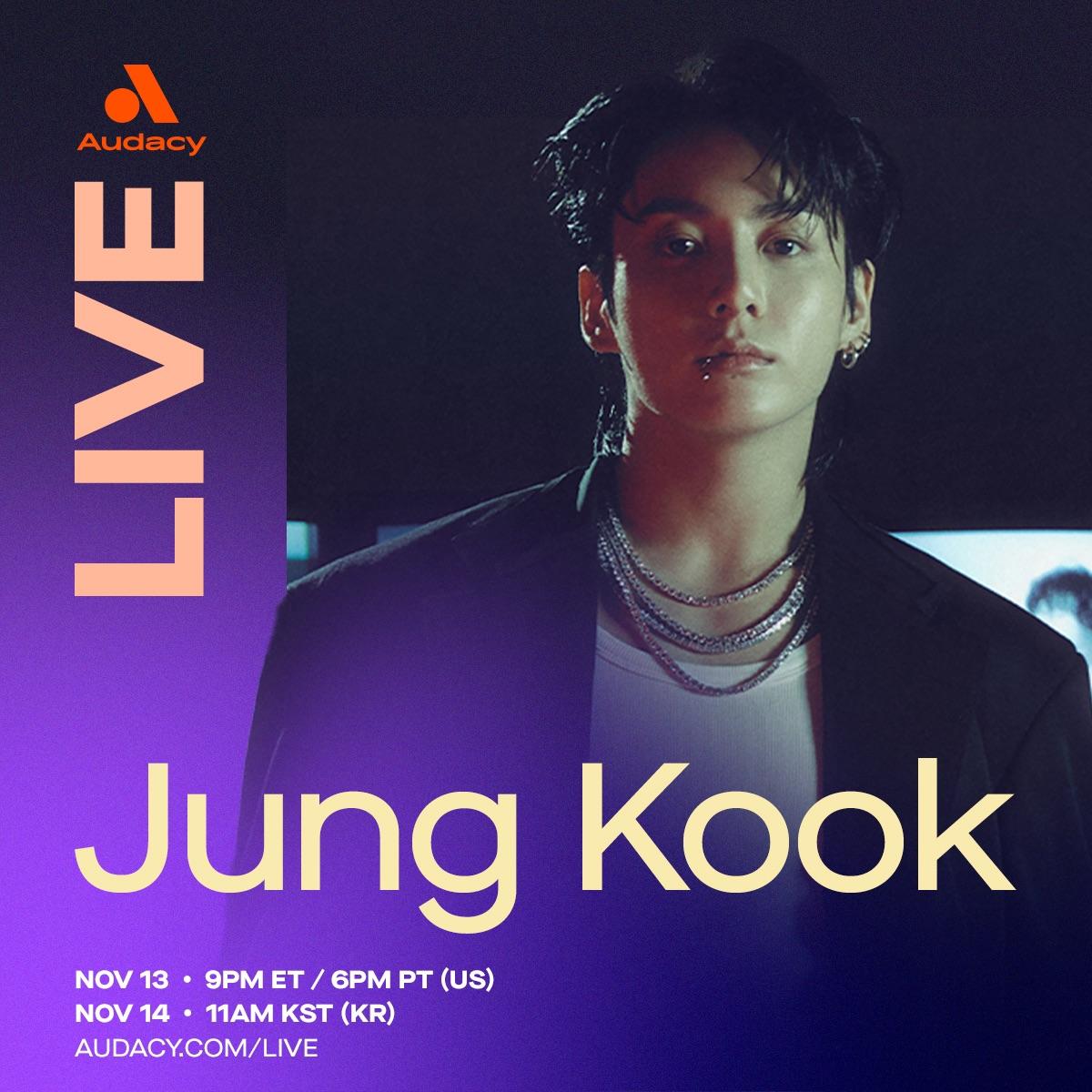 [Audacy] Only a couple more days until we’re “Standing Next To You,” BTS’ Jung Kook! Don’t miss the Audacy Live performance Mon, 11/13 at 9 PM ET / Tue, 11/14 at 11 AM KST - 121123