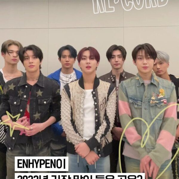 231215 Enhypen mentioned Jung Kook's "Seven" as the song they listened most to this year in their Flo 2023 year-end video