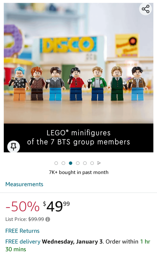 BTS Dynamite Lego set on sale at 50% off on Amazon and Barnes & Noble