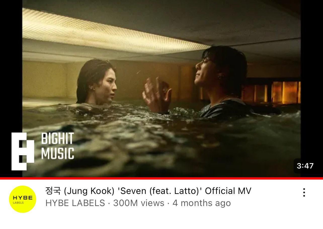 Jungkook’s “Seven (feat. Latto)” MV has surpassed 300 million views on YouTube - 121223