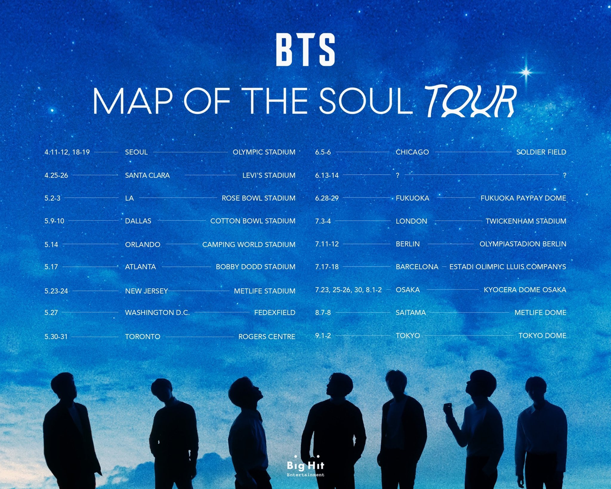4 years ago today, BigHit released BTS' Map of The Soul Tour schedule