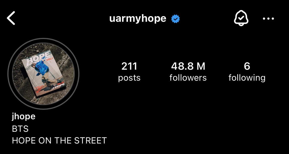 Hobi has updated his IG profile pic & bio for “HOPE ON THE STREET” - 200224