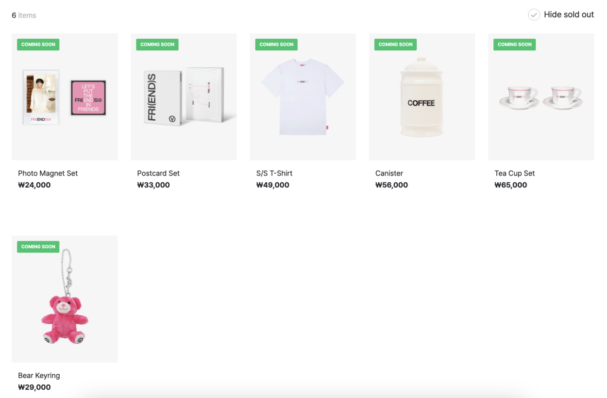 Preview for V ‘FRI(END)S’ Official Merch - 180324