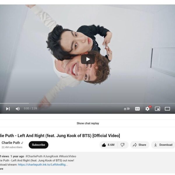 Charlie Puth “Left & Right (ft. Jungkook of BTS)” Official MV surpassed 400 Million Views on YouTube! - 220324