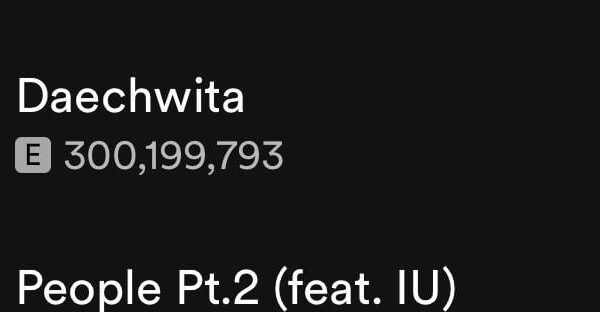 240325 Agust D's "Daechwita" has now surpassed 300 million streams on Spotify