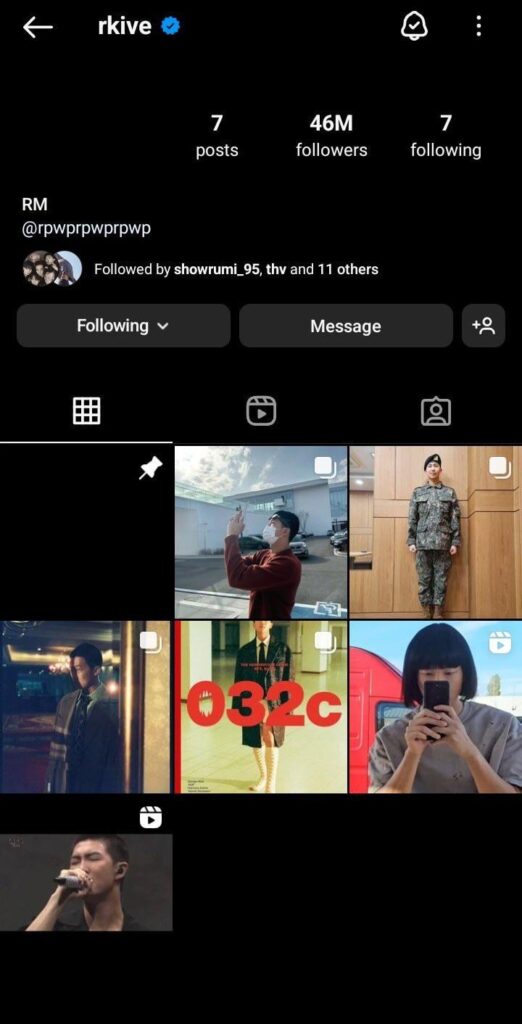240412 RM has archived/deleted most of posts on Instagram and changed his profile picture