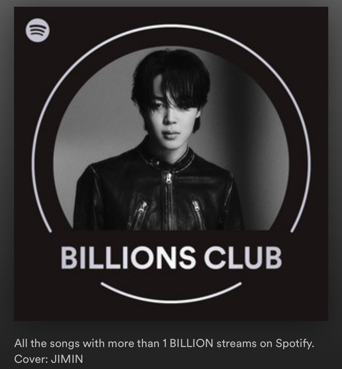 240406 Jimin is on the cover on Spotify’s “Billions Club” playlist!