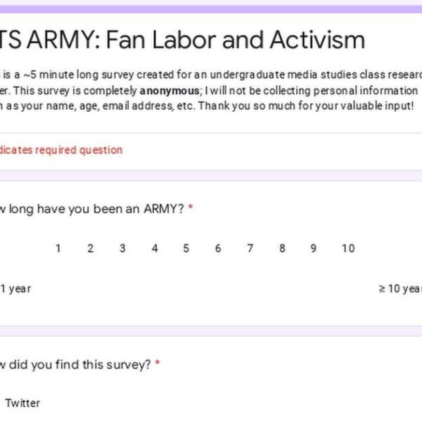 ARMY Research Survey (3~5 min) on Fan Labor and Activism