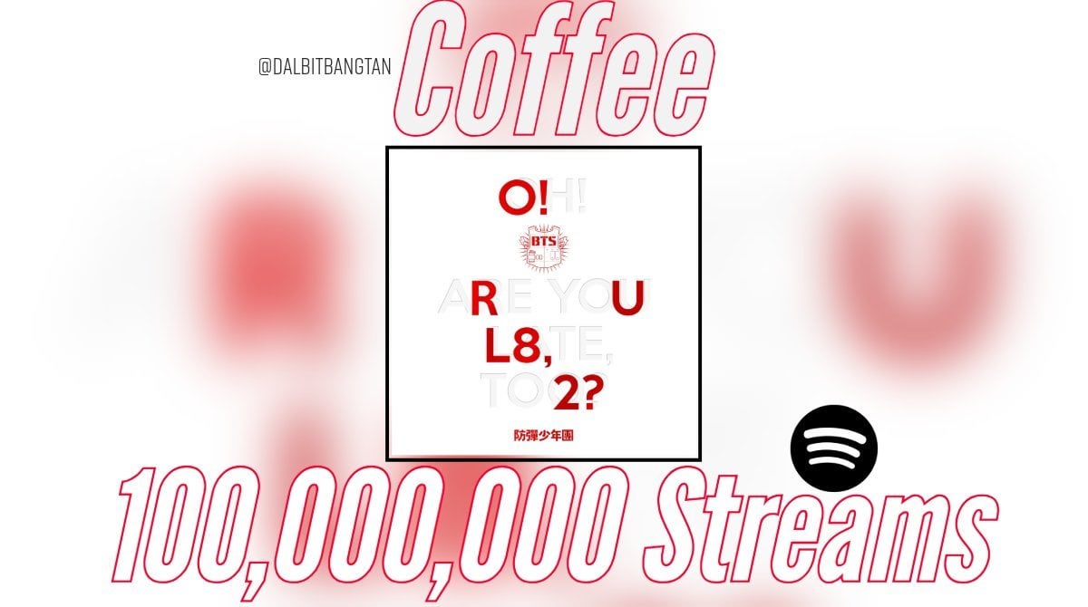 “Coffee” surpassed 100 Million Streams on Spotify, BTS' 122nd song to achieve this! - 200624