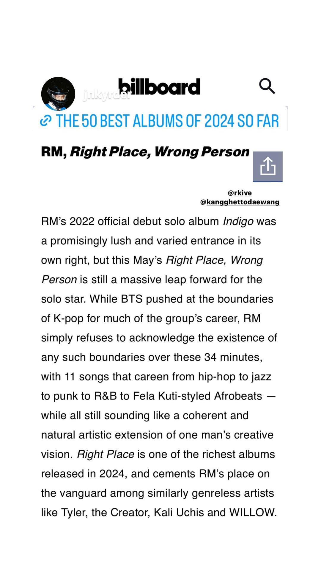 Namjoon IG Story 180624