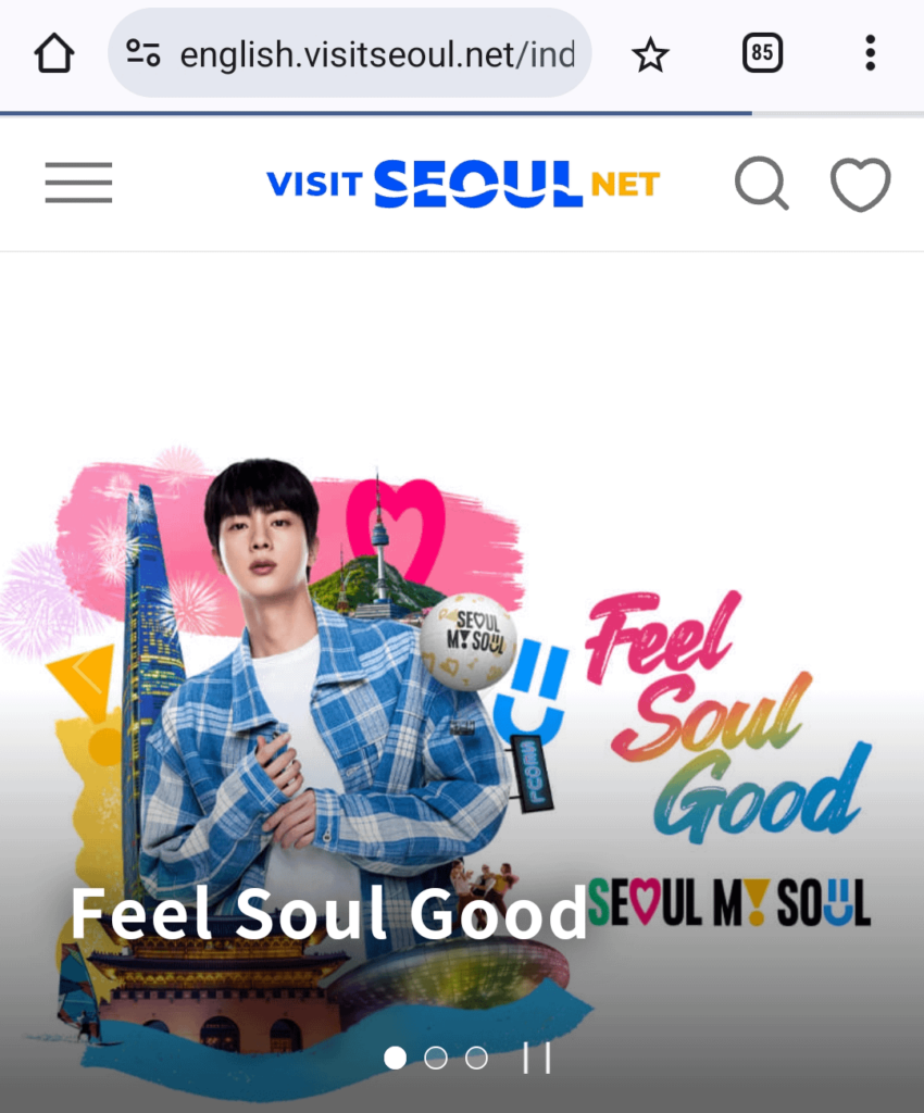 240820 Visit Seoul has updated their social media and website banners to feature Jin