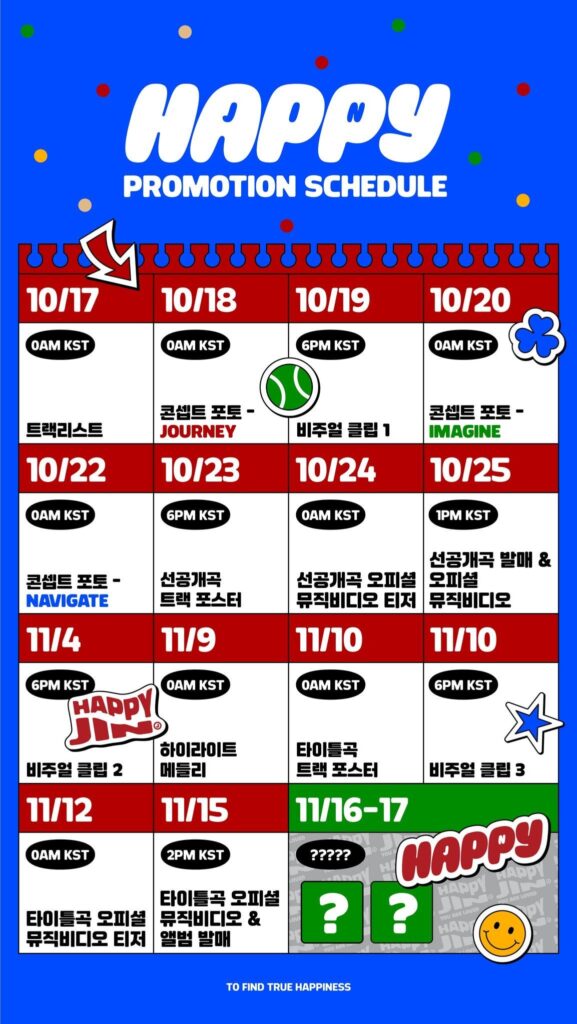 241016 Jin 'Happy' Promotion Scheduler