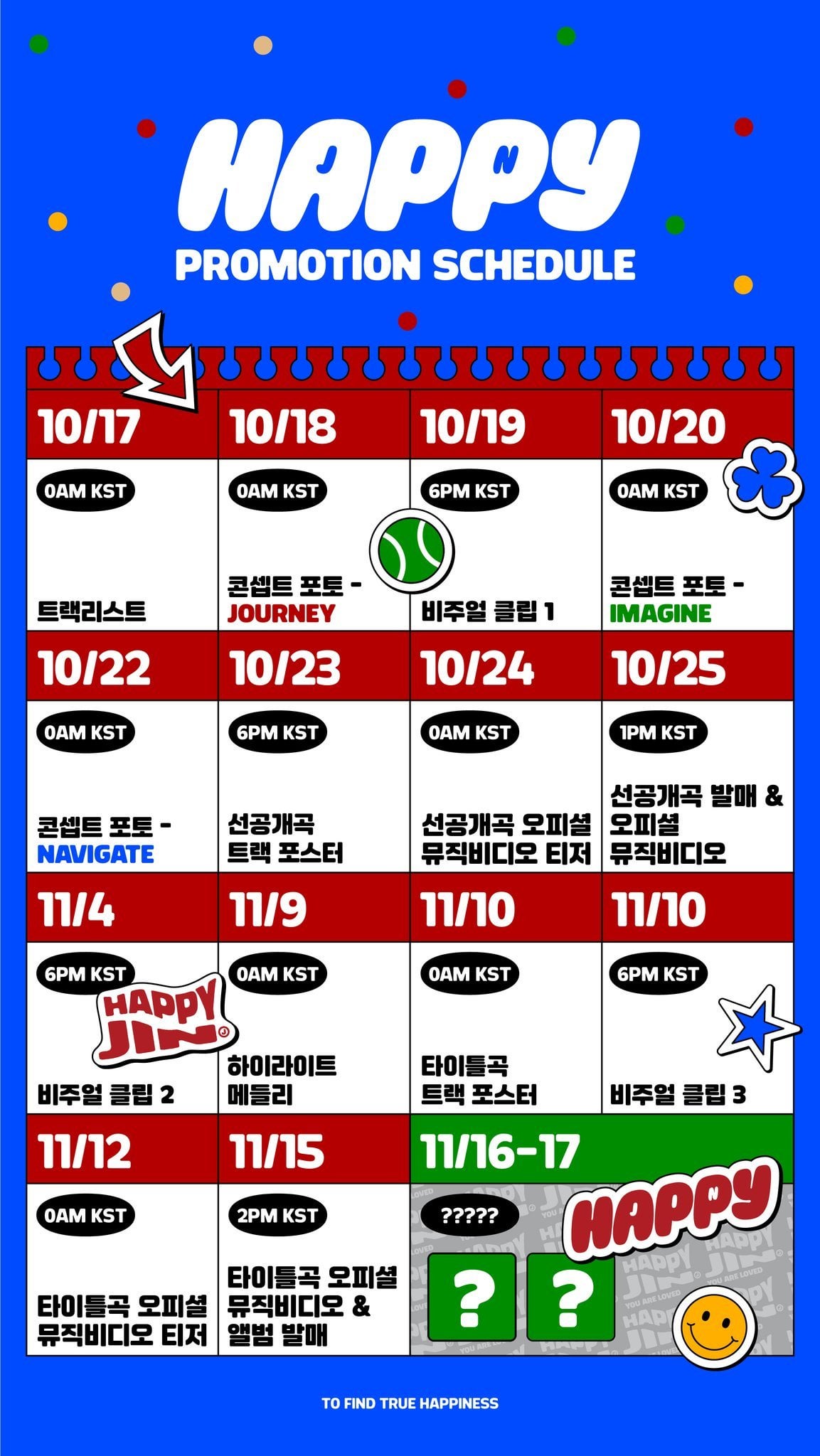 241016 Jin 'Happy' Promotion Scheduler