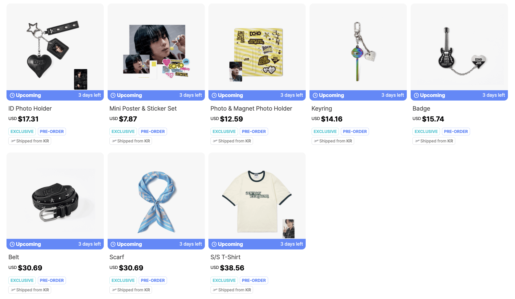[Weverse Shop] Previews for Jin 'Echo' Official Merch are now available - 230525