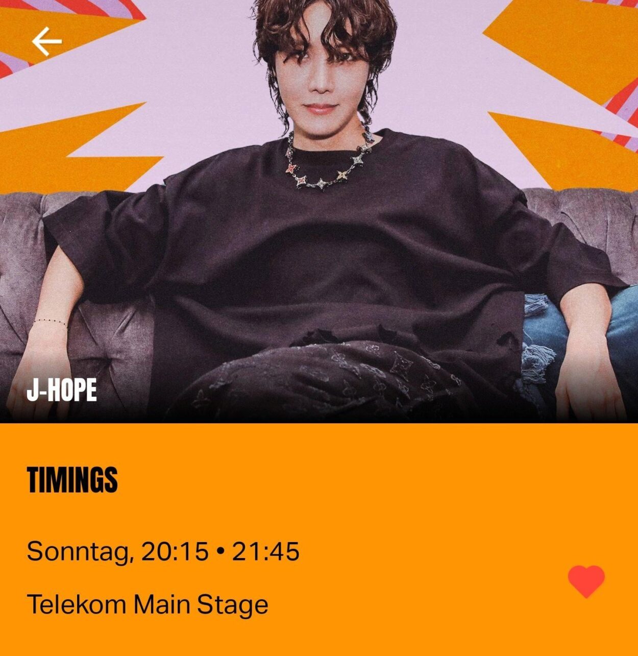 Timetable for J-hope at the Hobipalooza / Lollapalooza