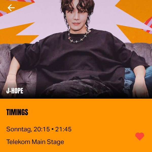 Timetable for J-hope at the Hobipalooza / Lollapalooza