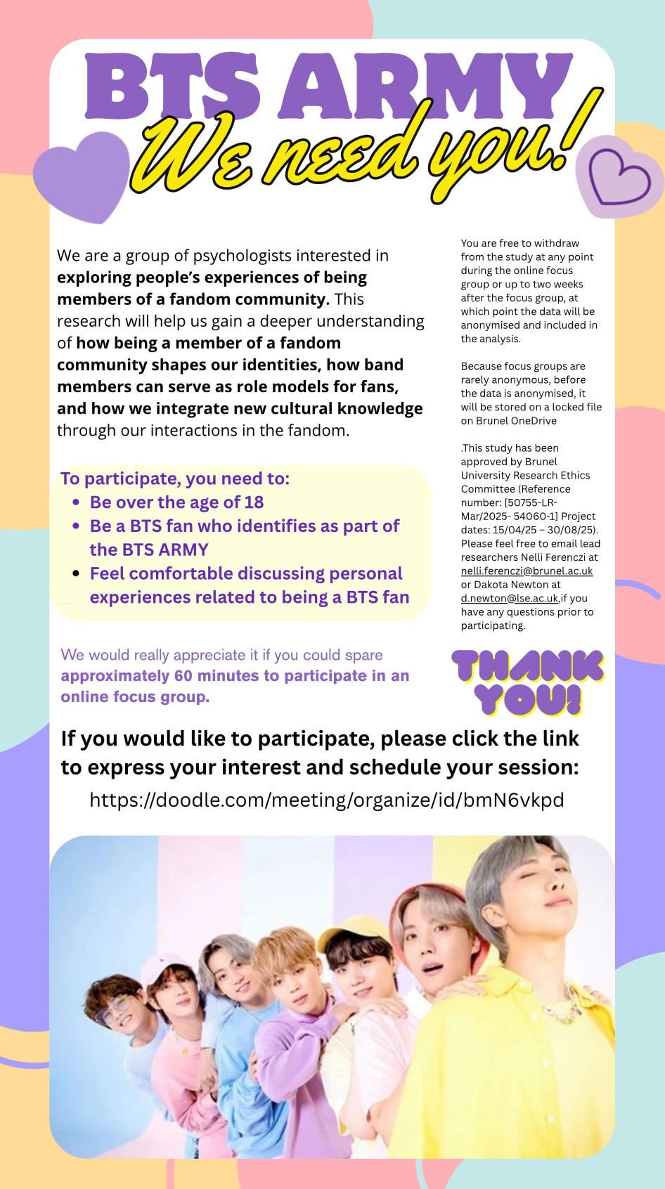 🐳💜PSYCHOLOGY STUDY!💜🐳 [Scientific research publication] focus group discussing experiences of being an army, identity, cultural exchange & BTS (Ages 18+, worldwide)