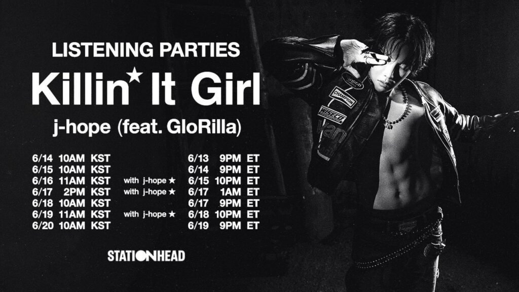 250613 BTS Official on Twitter: Join the j-hope ‘Killin' It Girl (feat. GloRilla)’ Listening Party on @STATIONHEAD !