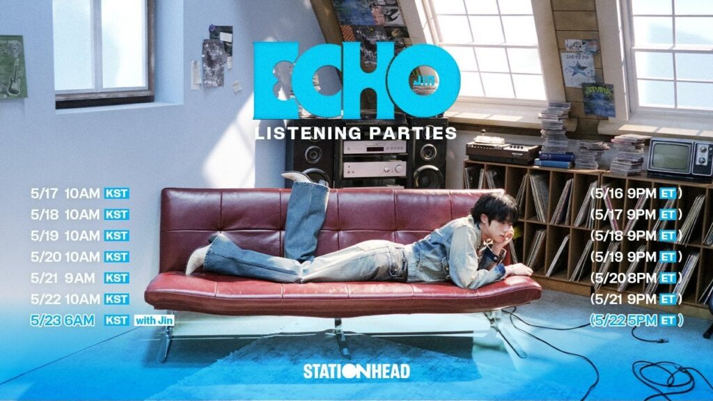 250519 BTS Official on Twitter: Updated Schedule - Jin will be present for the Stationhead Listening Party on May 23, 6am KST / May 22, 5pm ET