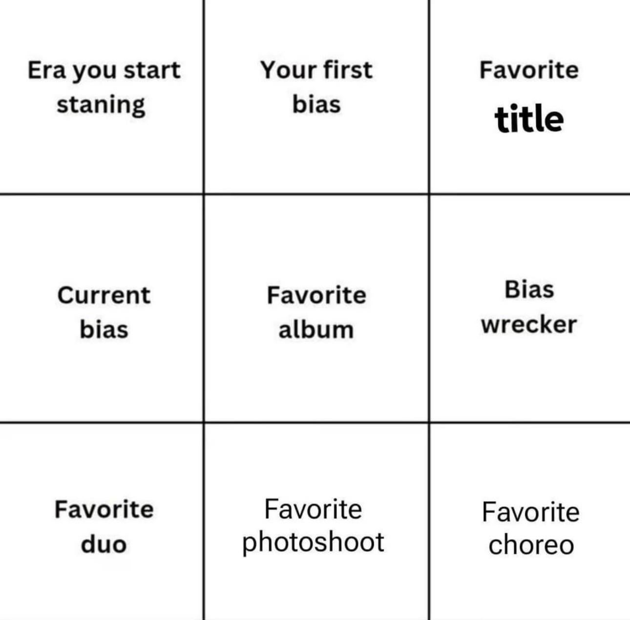 Share your favs, firsts and bias