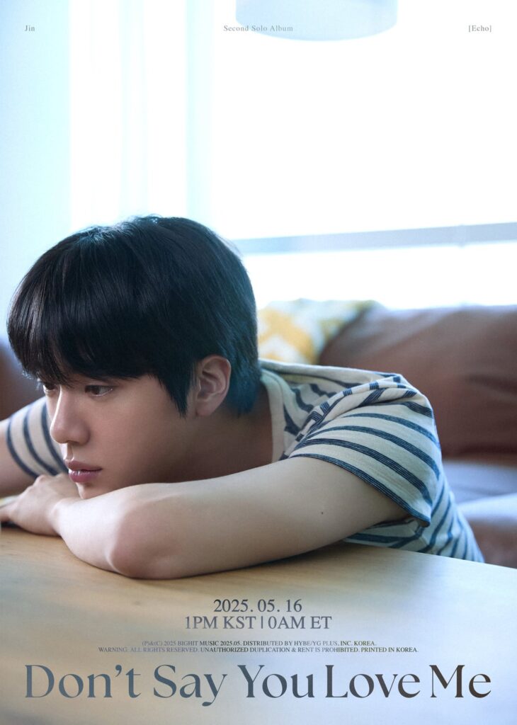 Jin "Don't Say You Love Me" Main Track Poster I & II - 130525