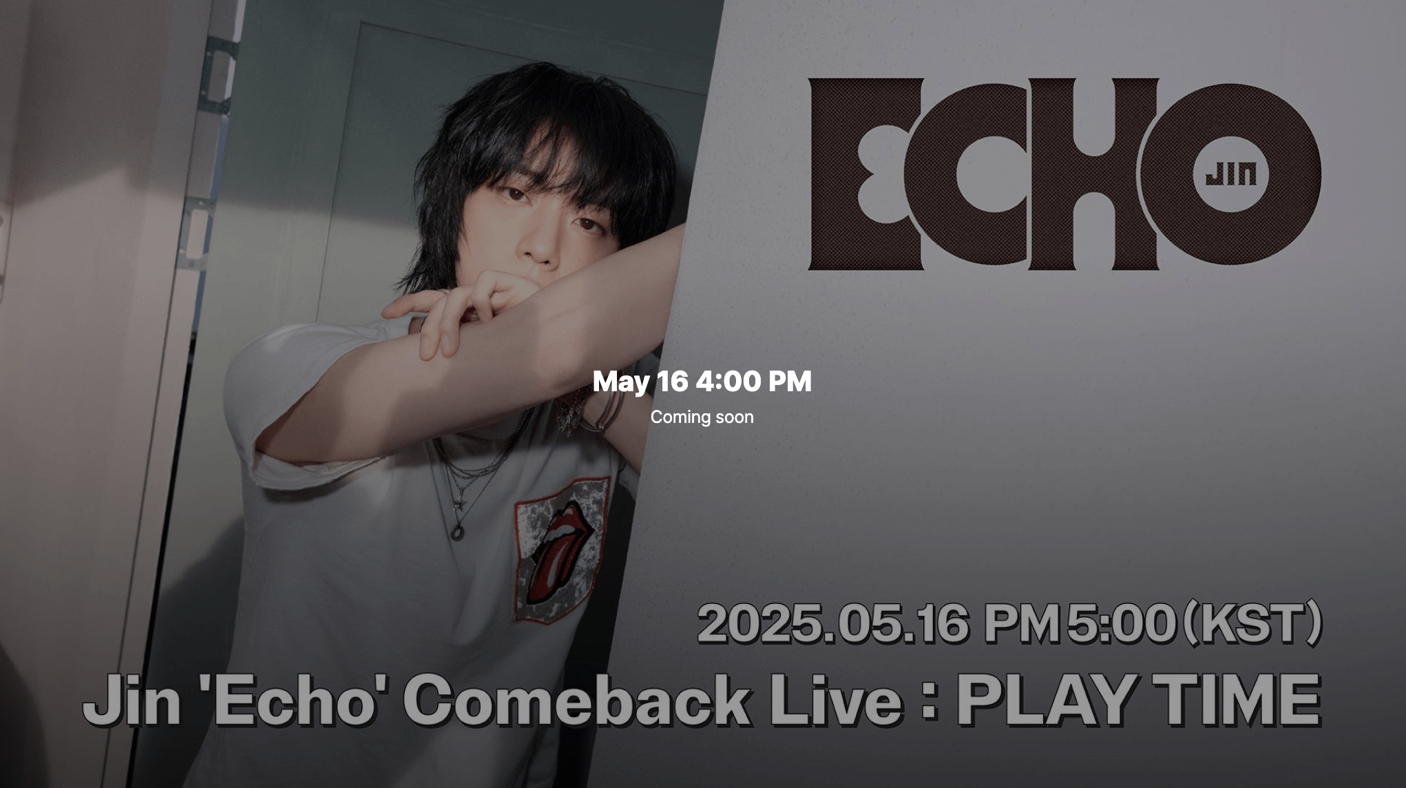 Jin will hold a comeback live on May 16, 5pm KST on Weverse Live - 140525