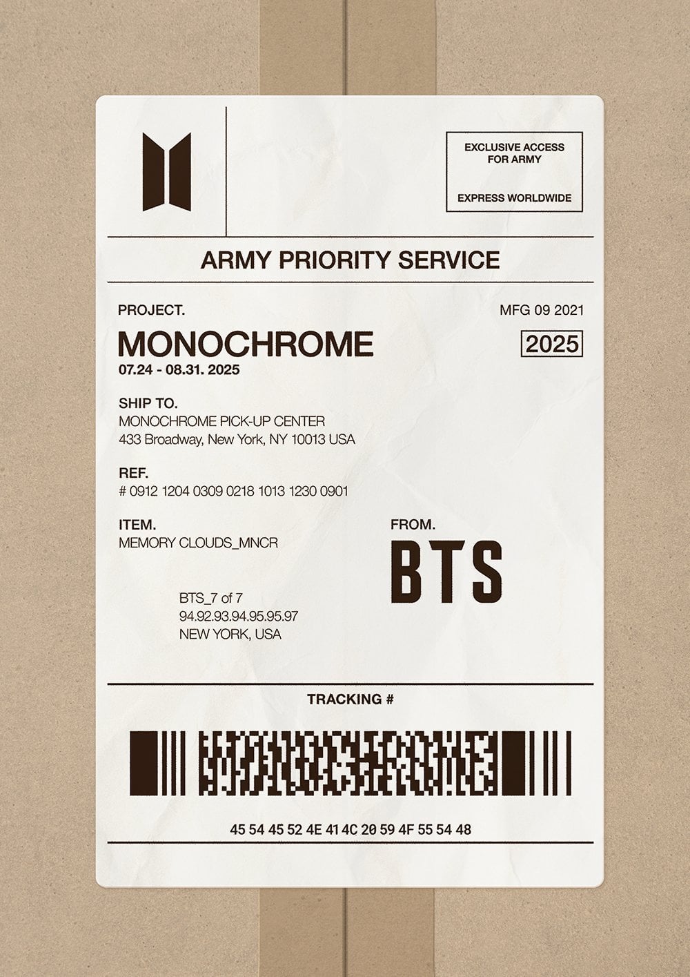 250717 theseoulrem on Twitter: BTS POP-UP : MONOCHROME in NEW YORK COMING SOON