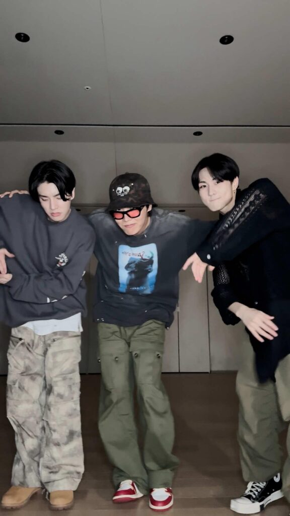 250702 BTS Official on TikTok: j-hope with ENHYPEN Jake and Jungwon - 'Killin' It Girl' Dance Challenge