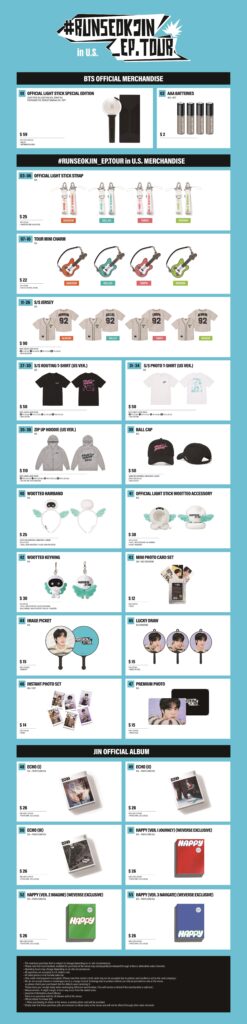 [NOTICE] On-Site Sales of Jin <#RUNSEOKJIN_EP.TOUR in U.S.> (ANAHEIM / DALLAS) Official Merchandise - 100725