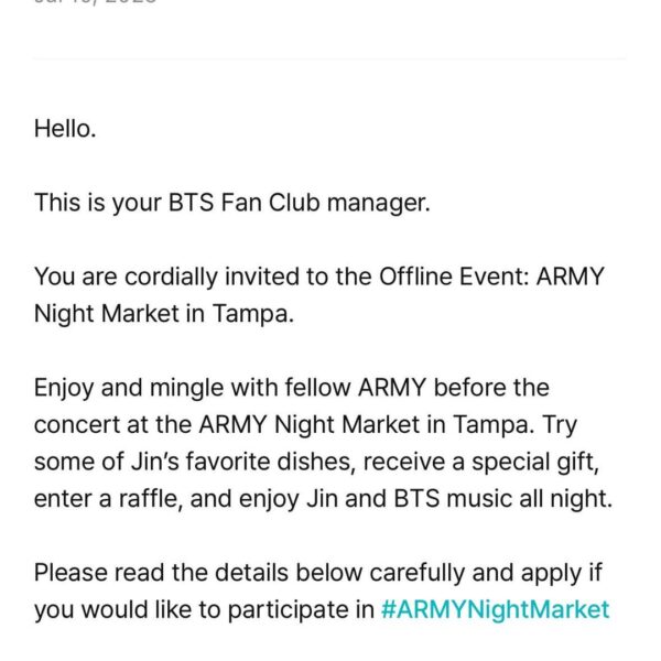 [NOTICE] Offline Event: ARMY Night Market in Tampa - 100725