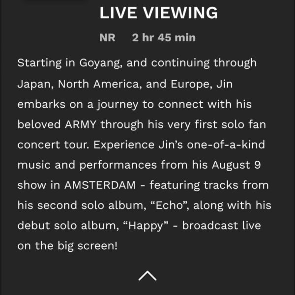 #RUNSEOKJIN_EP.TOUR in AMSTERDAM: LIVE VIEWING tickets - Cinemark US now on sale